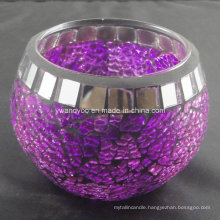 Purple Mosaic Glass Candle Holder